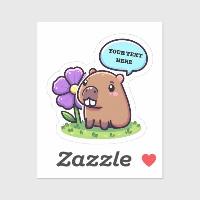 Niedliche Capybara mit Blume Aufkleber (Blatt)
