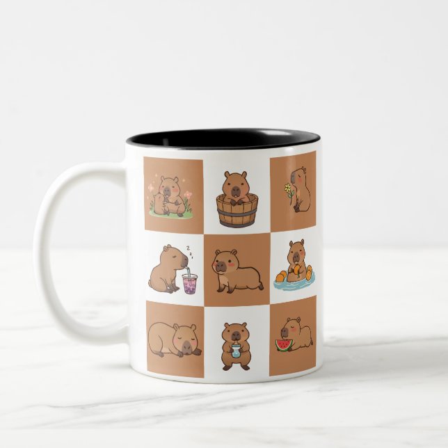 Niedliche Capybara-Tasse | Toller Kaffee & Tee Cup Zweifarbige Tasse (Links)