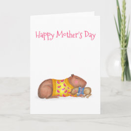 Niedliche Capybara und Baby Muttertagskarte Karte
