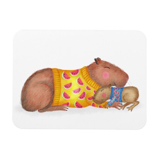 Niedliche Capybara und Babymagnet Magnet (Horizontal)