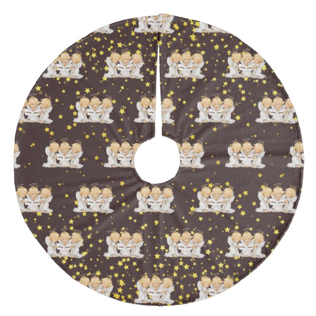 Niedliche Caroling Angels Fleece Treppenhaus Weihnachtsbaumdecke (Vorderseite)