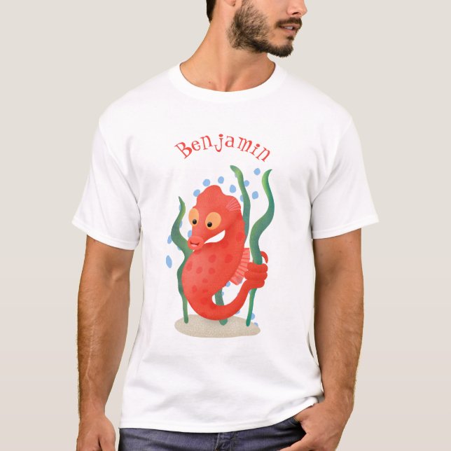 Niedliche Cartoon-Abbildung des Pygmäen-Seepferds T-Shirt (Vorderseite)