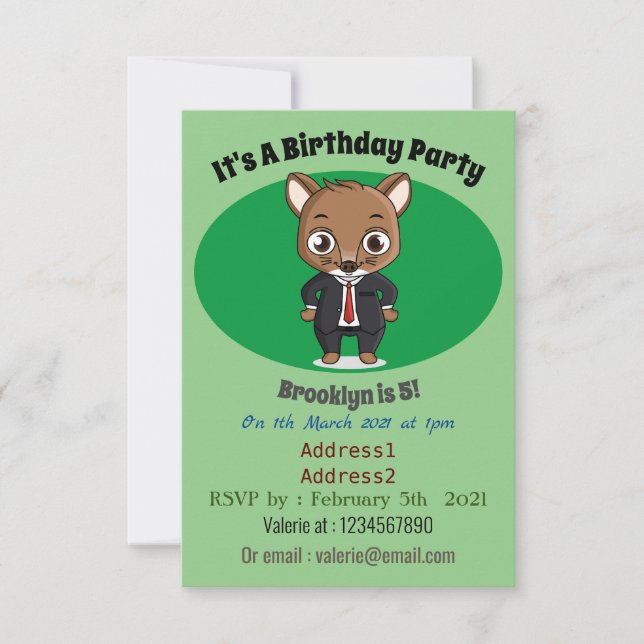 Niedliche Cartoon-Abbildung Einladung (Vorderseite)