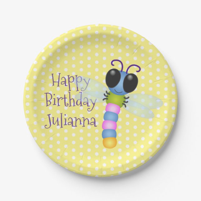 Niedliche Cartoon-Abbildung in Blau und Rosa Pappteller (Vorderseite)