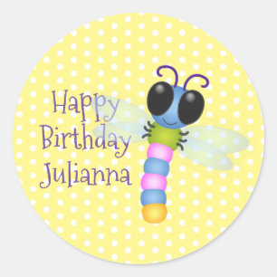 Niedliche Cartoon-Abbildung in Blau und Rosa Runder Aufkleber