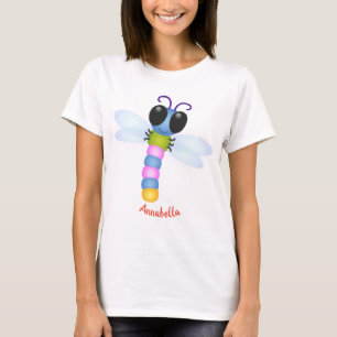 Niedliche Cartoon-Abbildung in Blau und Rosa T-Shirt