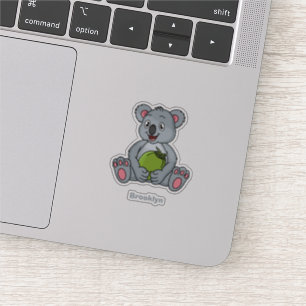 Niedliche Cartoon-Abbildung Koala und Kokosnuss Aufkleber