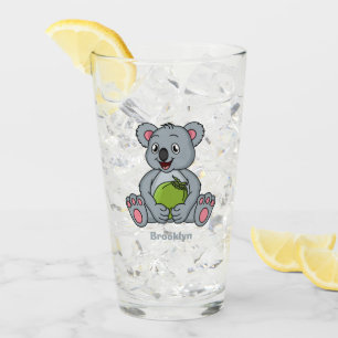 Niedliche Cartoon-Abbildung Koala und Kokosnuss Glas