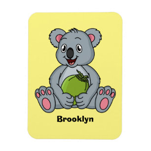 Niedliche Cartoon-Abbildung Koala und Kokosnuss Magnet