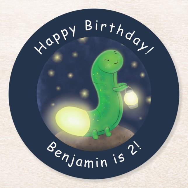 Niedliche Cartoon-Abbildung Runder Pappuntersetzer (Vorderseite)