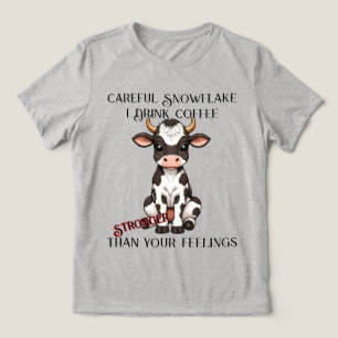 Niedliche Cartoon Babykuh mit schwarzen und weißen Tri-Blend Shirt