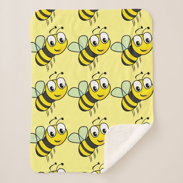Niedliche Cartoon Bienen Kleine Sherpa Blanket Sherpadecke (Vorderseite)