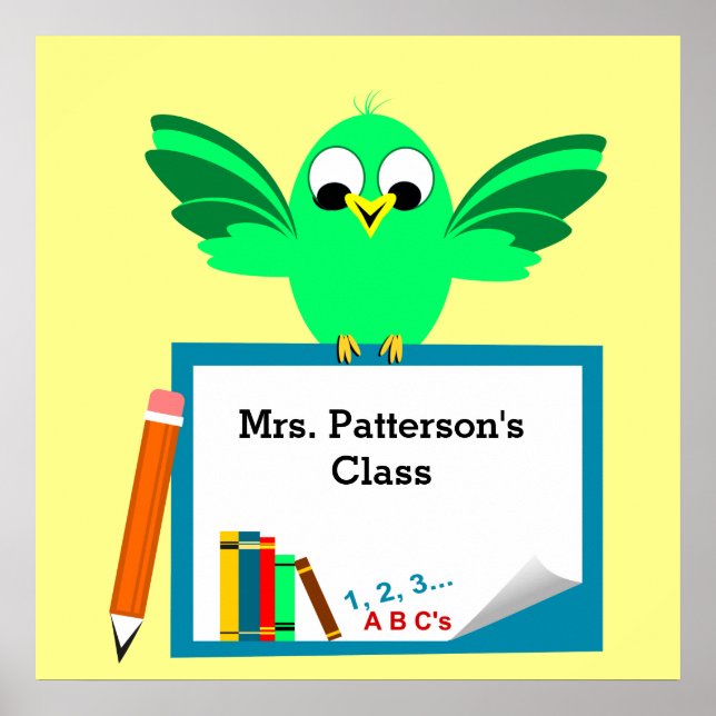 Niedliche Cartoon-Bird-Klasse-Plakate Poster (Vorne)