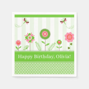 Niedliche Cartoon Blume & Butterfly Serviette