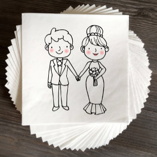 Niedliche Cartoon Brautgroom Whimsical Wedding Serviette