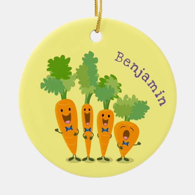 Niedliche Cartoon-Darstellung des Carrot-Quartetts Keramik Ornament (Vorne)