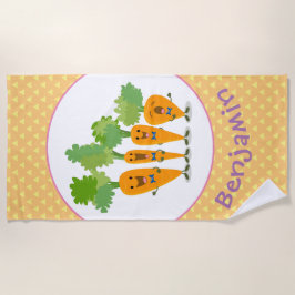 Niedliche Cartoon-Darstellung des Carrot-Quartetts Strandtuch