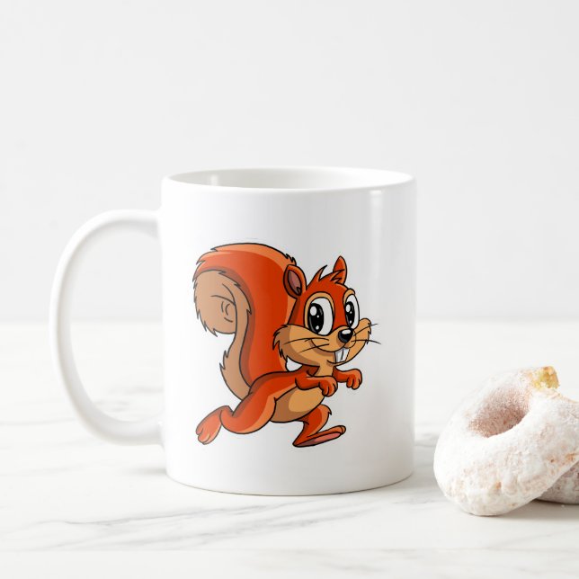 Niedliche Cartoon-Eichhörnchen-Kaffeetasse Kaffeetasse (Mit Donut)