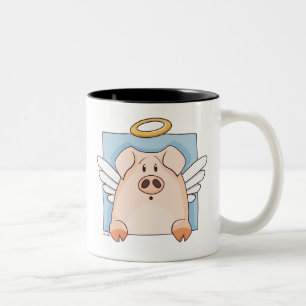 Niedliche Cartoon-Engels-Schwein-Tasse Zweifarbige Tasse