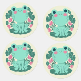 Niedliche Cartoon Frogs Labels Etiketten