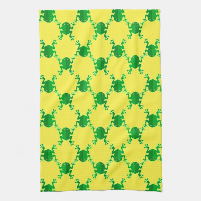 Niedliche Cartoon-Frösche Geschirrtuch (Vertikal)