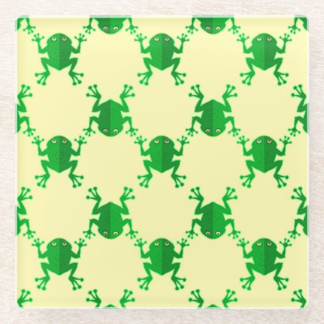 Niedliche Cartoon-Frösche Glasuntersetzer (Vorderseite)