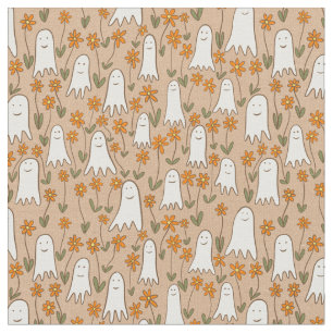 Niedliche Cartoon Geister im GartenHalloween Stoff
