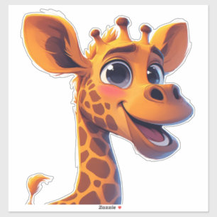 Niedliche Cartoon-Giraffe steht fröhlich Aufkleber