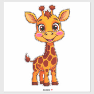 Niedliche Cartoon-Giraffe steht fröhlich Aufkleber