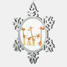 Niedliche Cartoon-Giraffen: Das Herde-Zinn-Ornamen