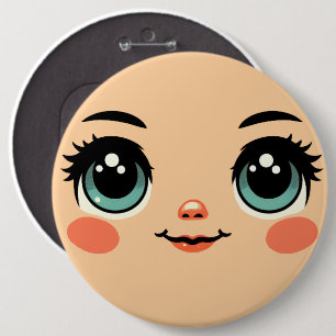 niedliche Cartoon Girls Faces Art Button