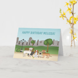 Niedliche Cartoon Hunde im Park zum Geburtstag Karte