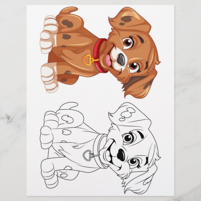 Niedliche Cartoon-Hundeinfärbungsseite Flyer (Vorne)