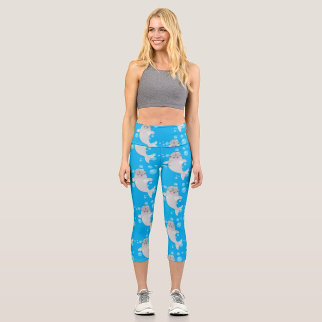 Niedliche Cartoon-Illustration Capri Leggings (Vorderseite)