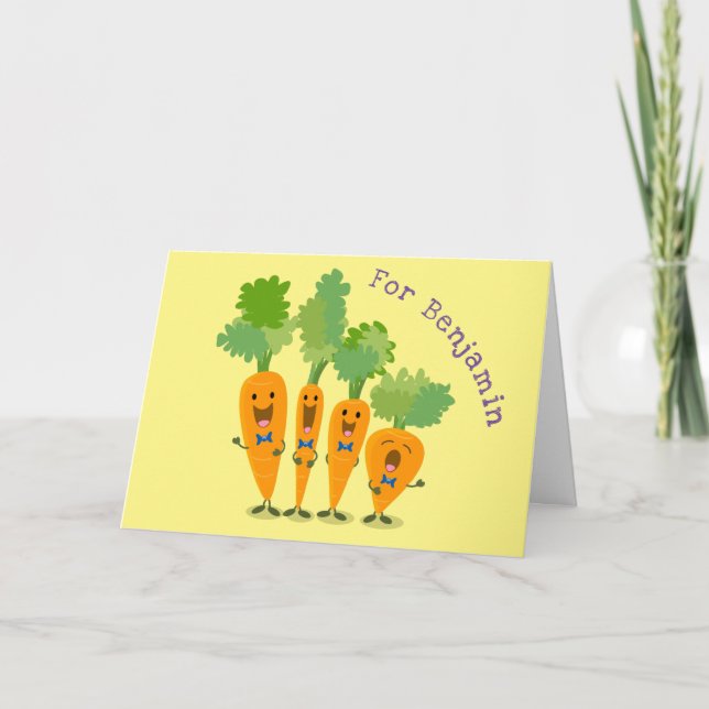 Niedliche Cartoon-Illustration des Carrot-Quartett Karte (Vorderseite)