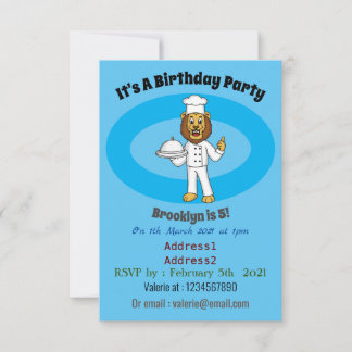 Niedliche Cartoon-Illustration für Löwen-Koch Einladung