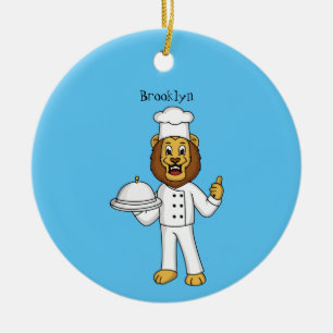 Niedliche Cartoon-Illustration für Löwen-Koch Keramik Ornament