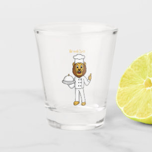 Niedliche Cartoon-Illustration für Löwen-Koch Schnapsglas