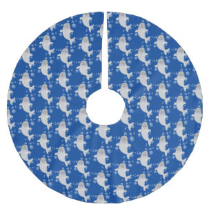 Niedliche Cartoon-Illustration Polyester Weihnachtsbaumdecke