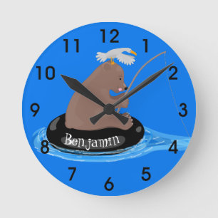 Niedliche Cartoon-Illustration Runde Wanduhr