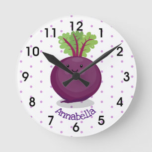 Niedliche Cartoon-Illustration Runde Wanduhr
