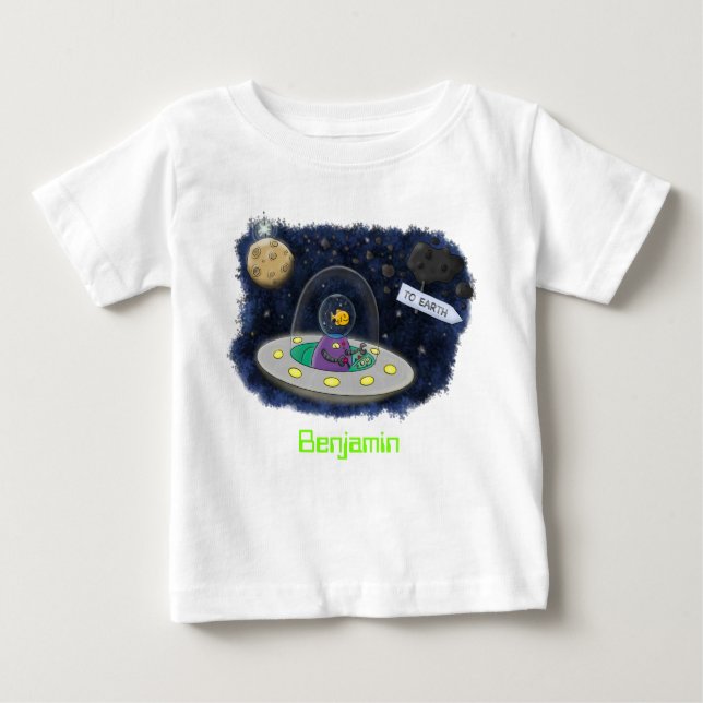Niedliche Cartoon-Illustration über Fische im Welt Baby T-shirt (Vorderseite)