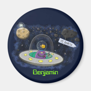 Niedliche Cartoon-Illustration über Fische im Welt Magnet