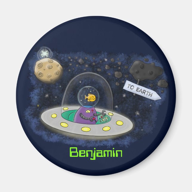 Niedliche Cartoon-Illustration über Fische im Welt Magnet (Vorne)