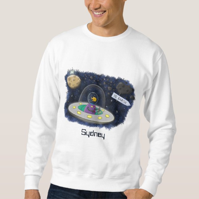 Niedliche Cartoon-Illustration über Fische im Welt Sweatshirt (Vorderseite)