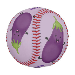 Niedliche Cartoon-Illustration von Auberginen Baseball