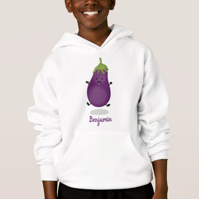 Niedliche Cartoon-Illustration von Auberginen Hoodie (Vorderseite)