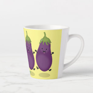 Niedliche Cartoon-Illustration von Auberginen Milchtasse