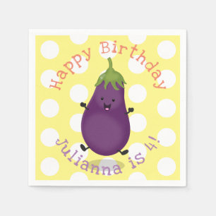 Niedliche Cartoon-Illustration von Auberginen Serviette