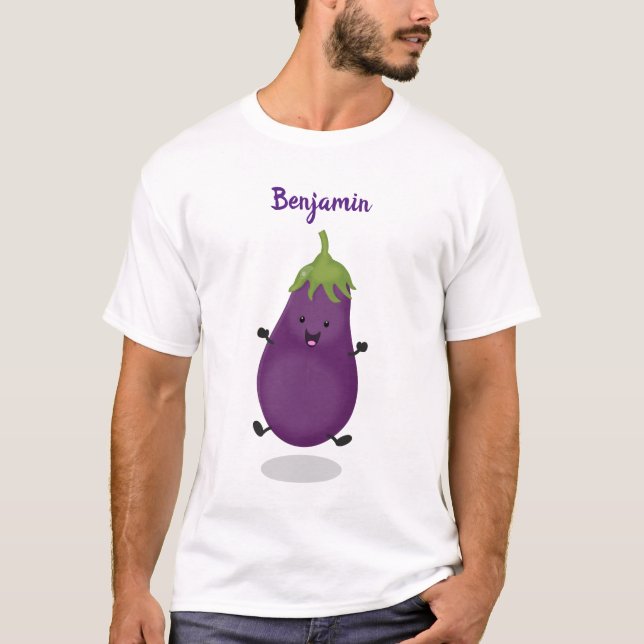 Niedliche Cartoon-Illustration von Auberginen T-Shirt (Vorderseite)